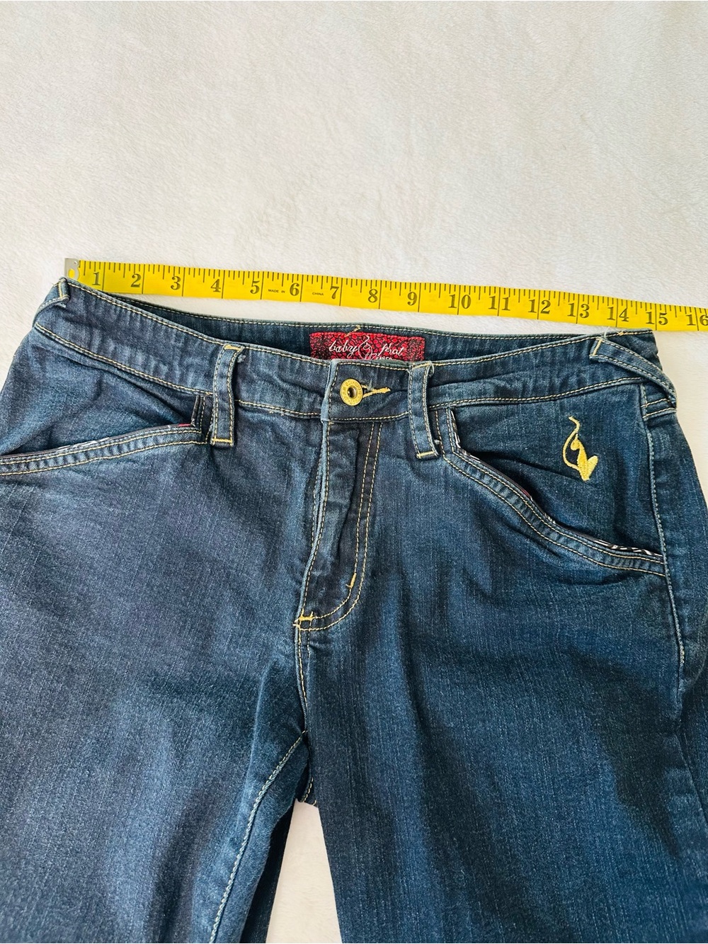 Vintage Y2K Baby Phat Low Rise Jeans in Dark Wash Denim Size 9 - Picture 5 of 11